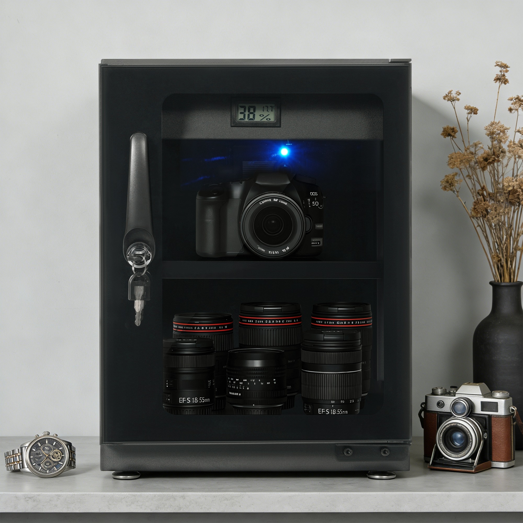 [国内即発送！送料無料][108]防湿庫 ドライボックス カビ対策 カメラ収納ケース カメラ保管庫 除湿庫 収納 防湿ケース 防湿庫 小型 防潮箱 除湿ケース 容量35L