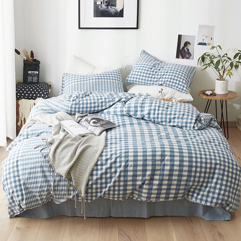 チェック柄 3点セット 洋式和式兼用 ベッド用 防ダニ 寝具セット プレゼント 可愛い 布団カバーセ