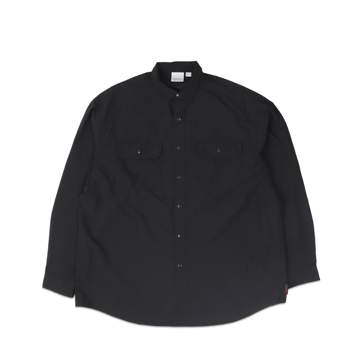 シャツ 長袖 ボタン メンズ ナイロン ブラック 黒 G4SM-J064