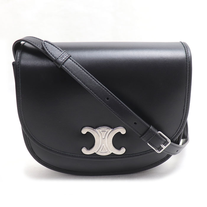 CELINE セリーヌ ミディアム ブザス トリオンフ ショルダーバッグ ブラック 114453FH1.38SI レディース 中古 美品