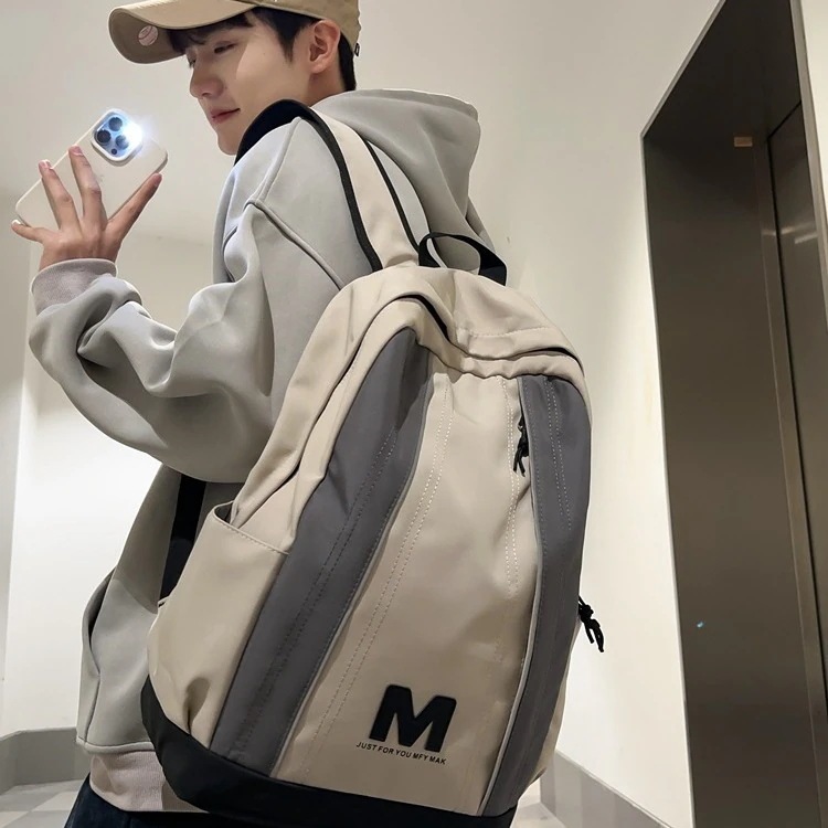 今すぐ欲しい！バックパック レトロコントラストカラーの大容量バッグ旅行バックパック耐久性のある学生バックパック 韓国ファッション