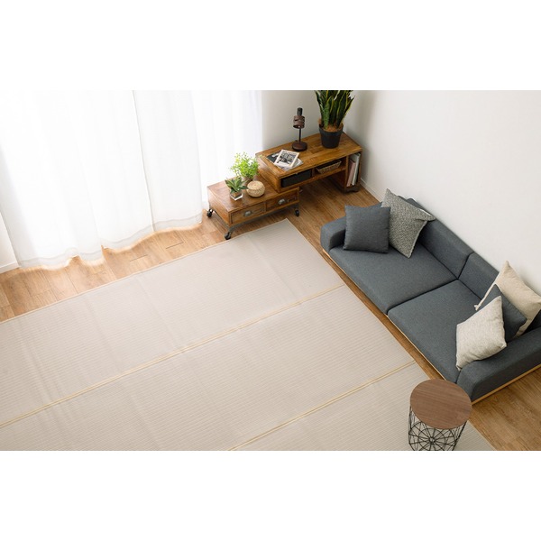 い草風 ラグマット 絨毯 江戸間3畳 約174x261cm グレー 洗える い草 カーペット 四条 しじょう ホットカーペット可 リビング