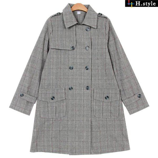 HスタイルOEチャーリーチェックジャケット/ジャンパー/コート/春/JK/アウター/ルーズフィット/ビッグサイズ/ミシ