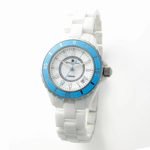 取寄品 正規品 Salvatore Marra 腕時計 SM23103-WHBLR 日常生活防水 日付表示 セラミック メタルベルト 防水 メンズ腕時計