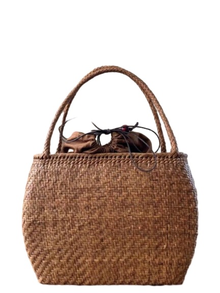 山葡萄　手作り　かごバッグ　網代編み　細いひご (約)幅35本体高さ25.5マチ13cm