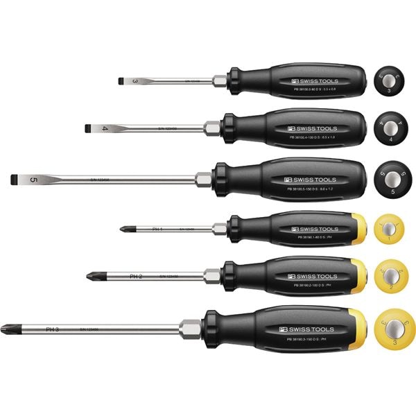 PB SWISS TOOLS ピービースイスツールズ 6本組 スイスグリップEVO 貫通ドライバーセット 38249.D