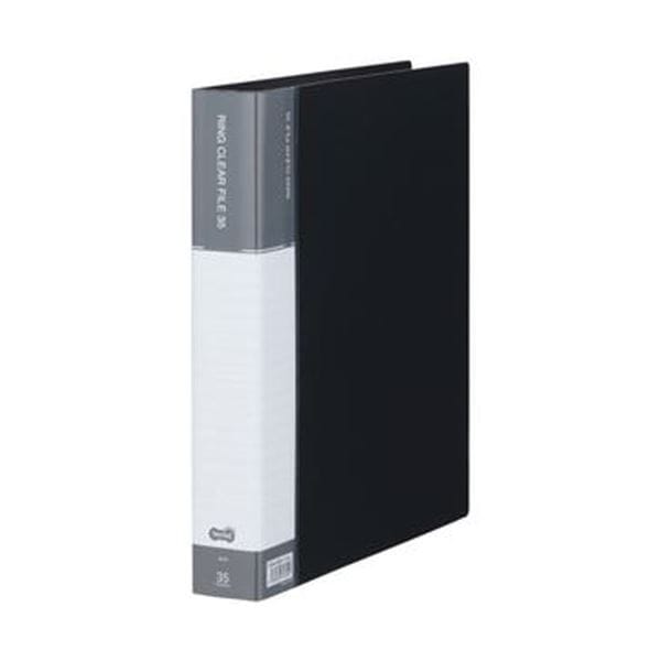 （まとめ）TANOSEE PPクリヤーファイル（差替式）A4タテ 30穴 35ポケット付属 背幅48mm ダークグレー 1冊10セット