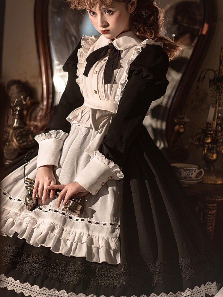オリジナル ロリータ プリンセス 子供用 デイリー ハロウィン 春夏 ゴシック ブラック メイド服 クラシック ロリータ スカート