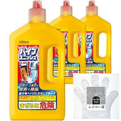 他サイト： パイプユニッシュ パイプクリーナー 液体 800g×3本 お掃除手袋つき パイプ掃除 お風呂 排水溝 排水口 洗浄 洗面台 シンク 詰まり 洗浄 大容量 まとめ買いの商品画像