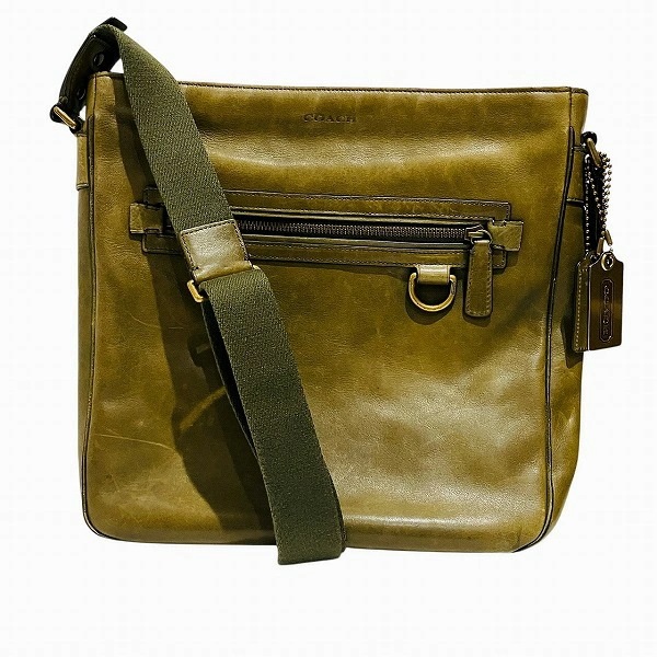 コーチ カーキ レザー 70488 バッグ ショルダーバッグ メンズ【中古】