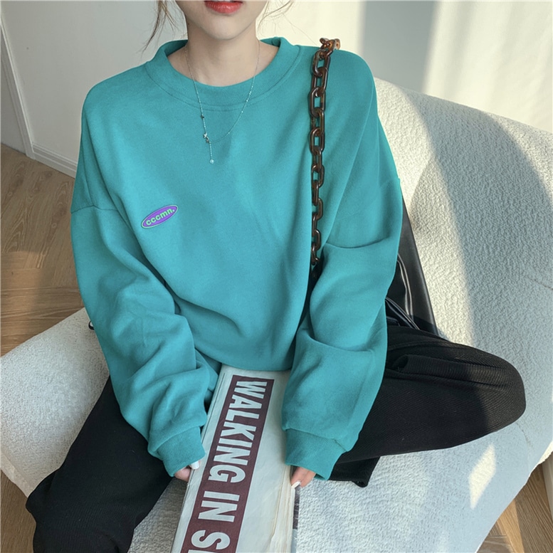 スウェット レディース トレーナー プルオーバー トップス シャツ ビッグシルエット ラウンドネック 長袖 ドロップショルダー ボリュームスリーブ チュニック丈 ユニセックス ブルー ピンク パープル