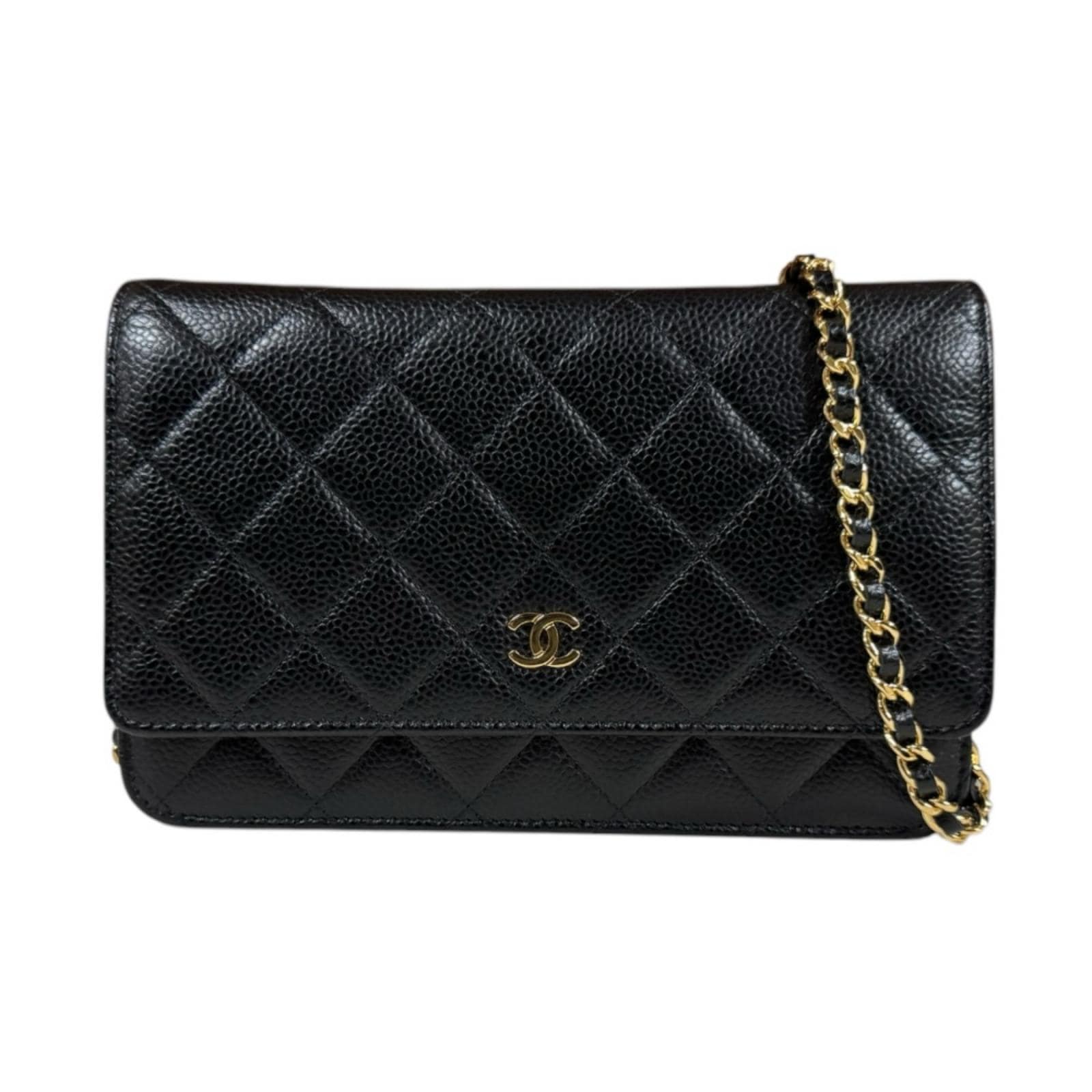 シャネル マトラッセ ショルダーバッグ キャビアスキン A33814 ブラック CHANEL 中古 美品