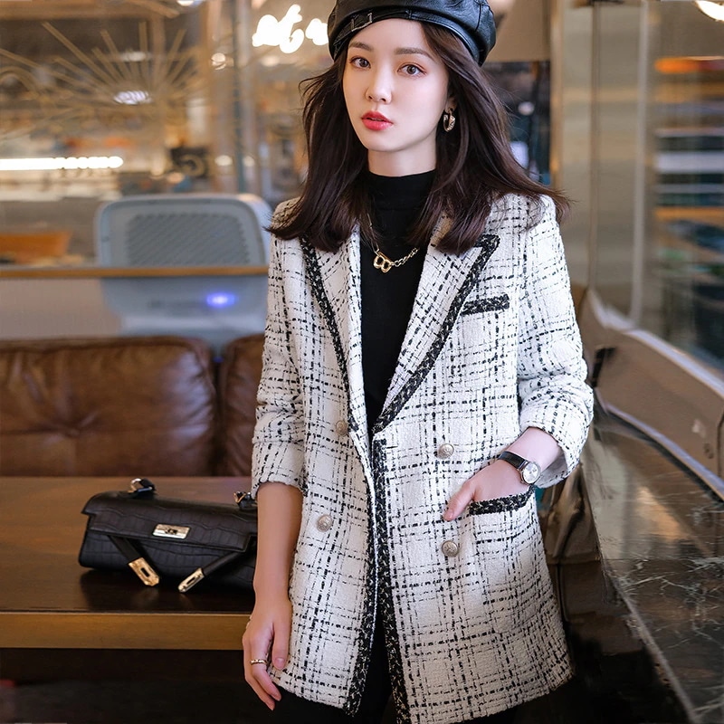 スーツジャケット秋冬小香風ラシャコート韓国優しい風ラシャスーツの通勤綿服トレンチコート