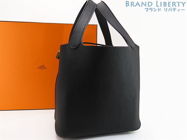 新品同様エルメスピコタンロック22MMハンドバッグトートバッグブラックトリヨンクレマンス