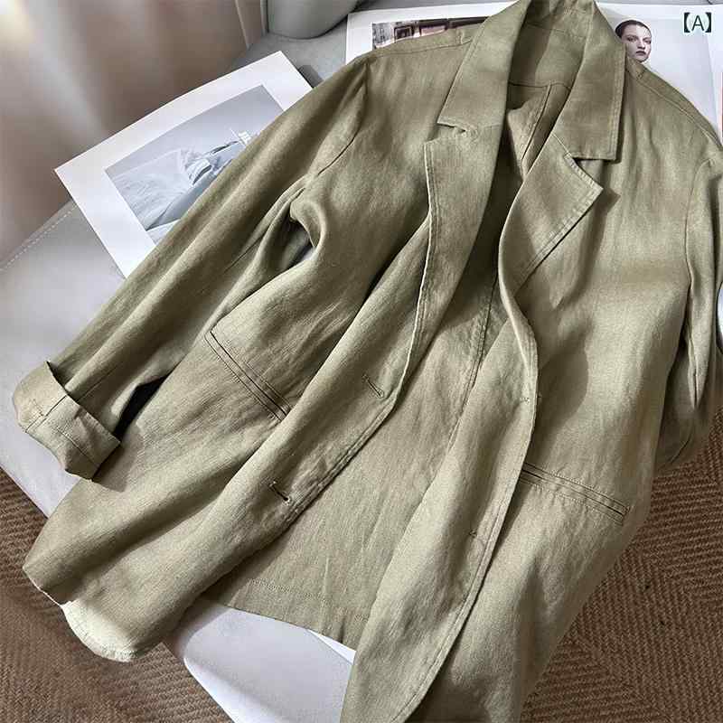 ビジネス　スーツ　ジャケット パンパン カリフラワー フレンチ レトロ リネン 日焼け防止 薄手 スーツ ジャケット レディース 2025新 シルエット トップ