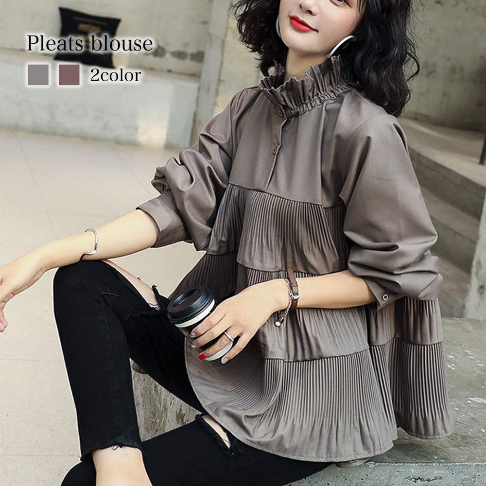 ブラウス レディース プリーツブラウス おしゃれ 秋 黒 カットソー Tシャツ フリル レース オフィス ワンピース 長袖 白 フォーマル 高品質 人気 シフォン シャツ ノーアイロン ブランド カジ