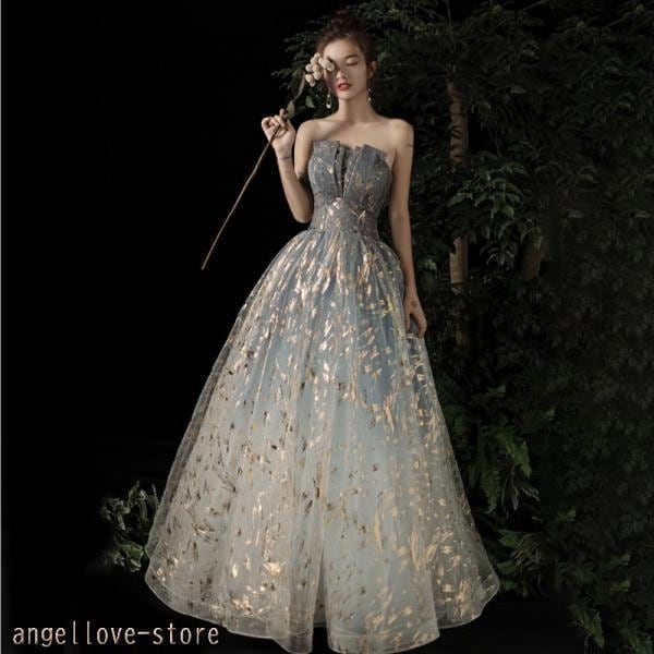 カラードレス ス イブニングドレス 花嫁ドレス 発表会 演奏会 ワンピース 二次会 パーティードレス コンサート フォーマル 結婚式 Aライン キレイめ マキシ丈