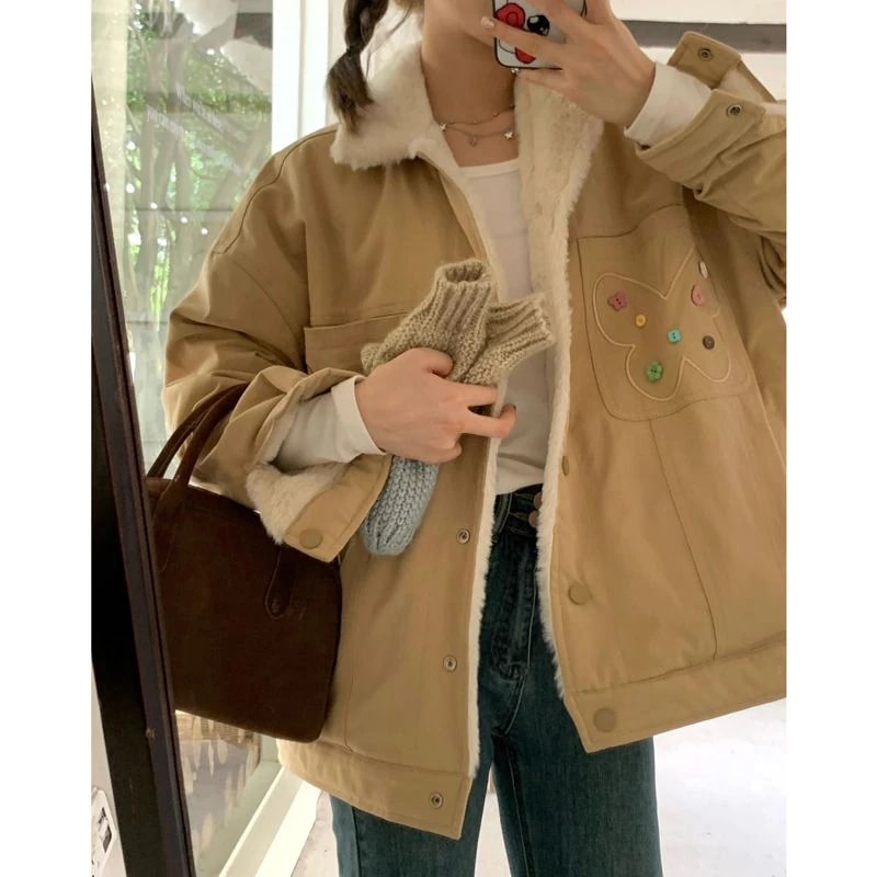 デザインイミテーションラビットファープラスベルベット暖かいファーコート女子学生秋冬カレッジスタイルジャケット30%制限