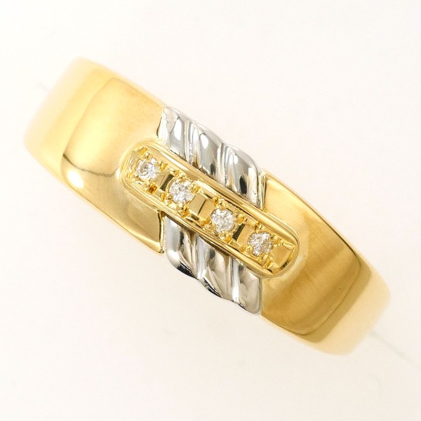 PT900 プラチナ K18YG リング 指輪 11.5号 ダイヤ 0.027 ジュエリー 中古