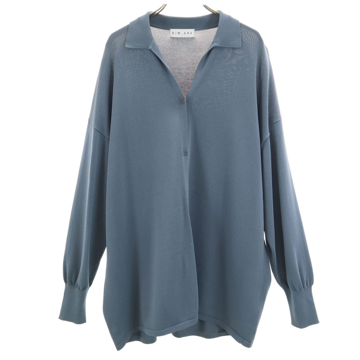 長袖 襟付き ニットカーディガン 38 ブルー系 レディース 古着