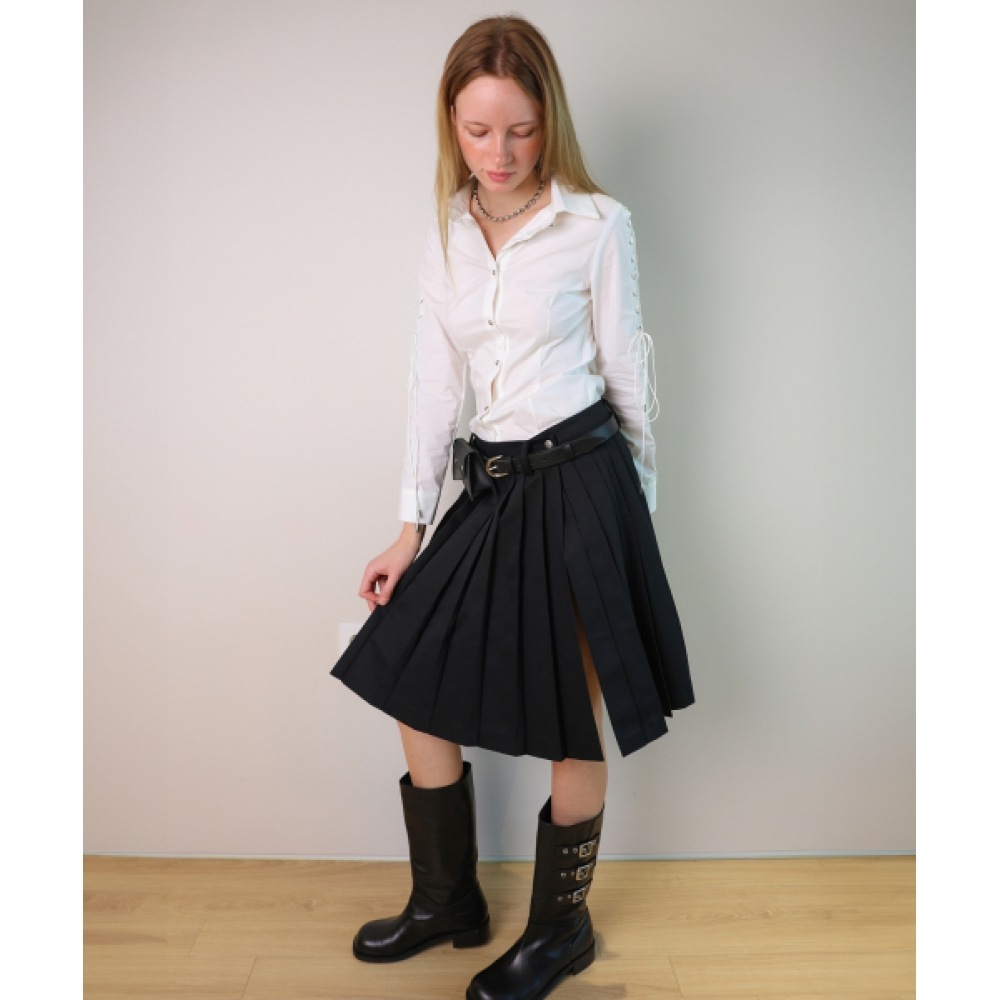 LOSESLEEPOVER フリーツミディボタンレイヤースカート *ブラック