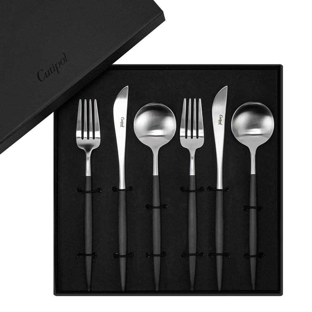 ゴア ディナー6点セット ナイフ／フォーク／テーブルスプーン ブラック GOA 箱付き 結婚祝い