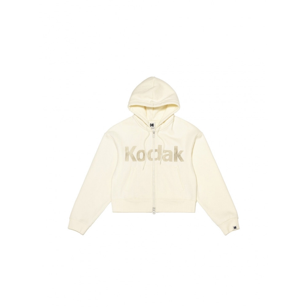 コダックアパレルシネコダックセミクロップフィットウォッシングパーカージップアップレディースアイボリー