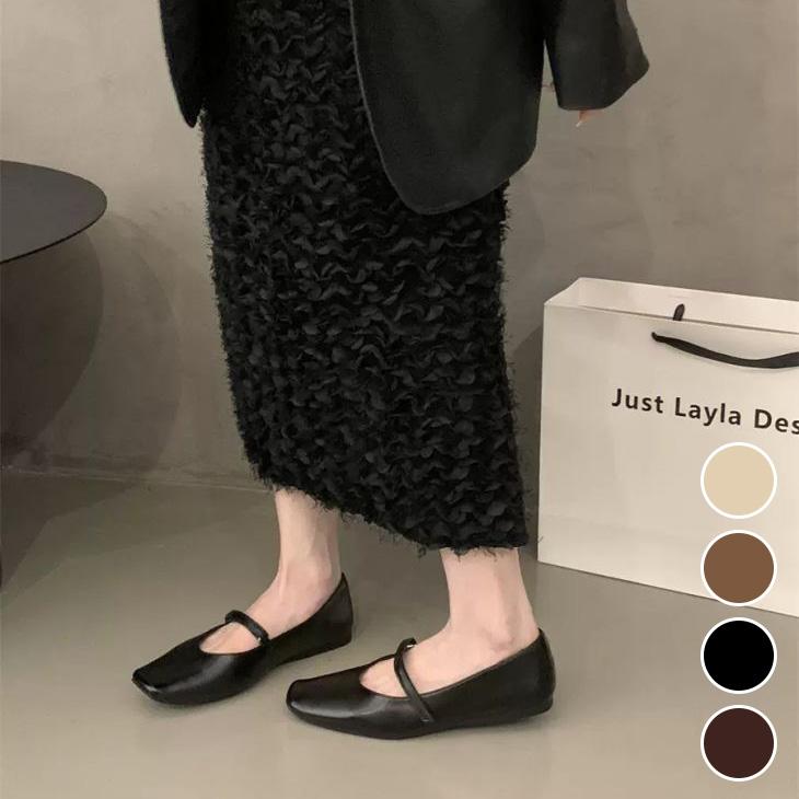 【期間限定】スクエアトゥ パンプス 合皮 PU 無地 シンプル ぺたんこ 【ash406-656】【予約販売：15-20日】宅込 5,125円