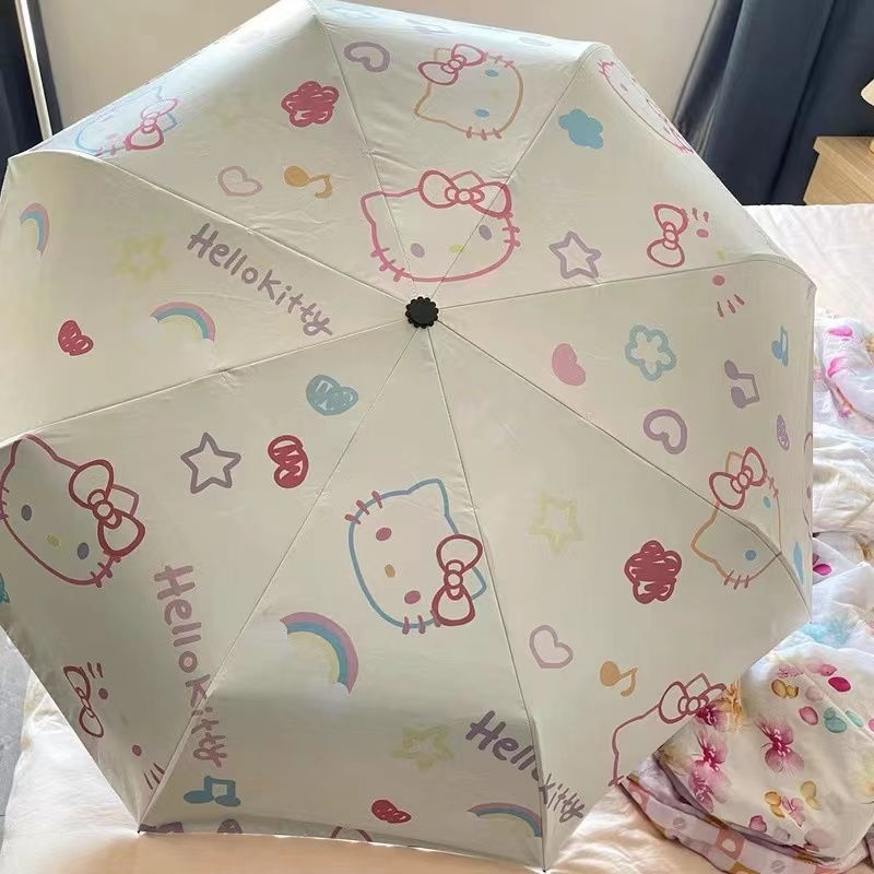 折りたたみ かわいい女性妖精 レイン ケイティ 全自動傘 兼用 Uv日傘 日焼け防止 ブラックビニール 日傘