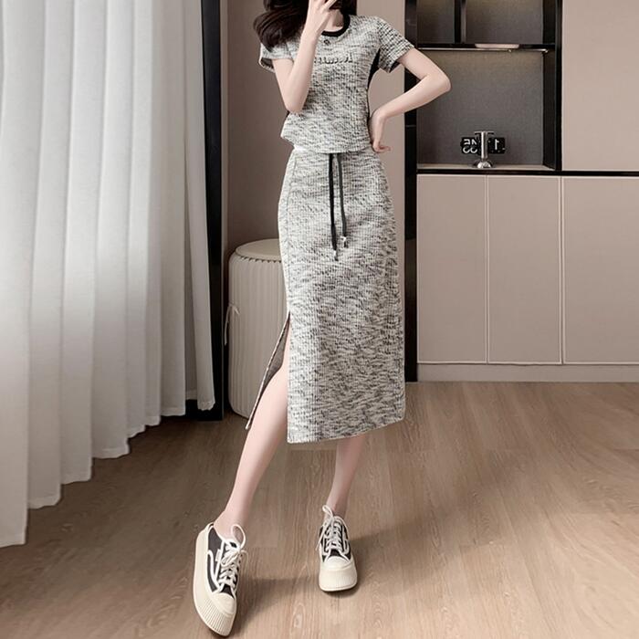 セットアップ 2点セット トップス スカート Tシャツ レディース 半袖 ミディスカート カジュアル スポーティ 大人 可愛い リラックス おしゃれ 楽ちん ウエストゴム ルームウェア ショート丈 グ 5,361円