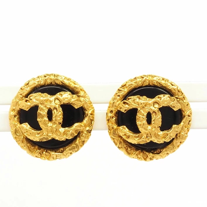 シャネル 溶岩デザイン　ラウンド　ココマーク　クリップタイプ 【イヤリング】