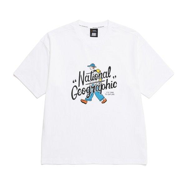 N252UTS904 トレジャーコンセプトワーカーグラフィックセミオーバーフィット半袖Tシャツ WHITE