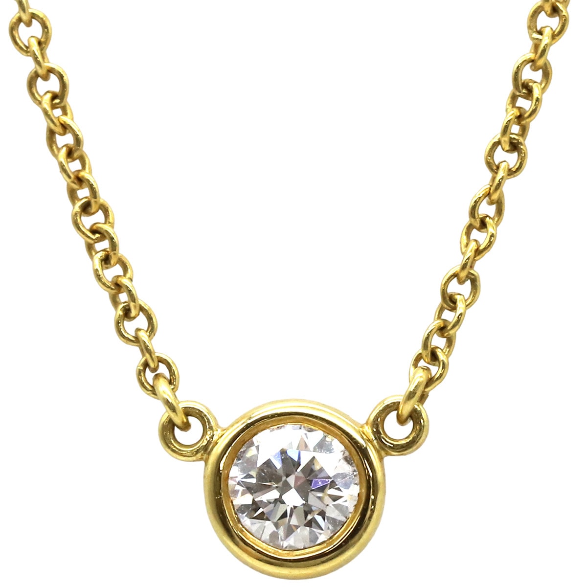 ティファニー Tiffany & Co ネックレス バイザヤード シングルダイヤモンド ペンダント K18YG ダイヤモンド イエローゴールド 750YG T&Co. 1石 エルサペレッティ 【箱】【