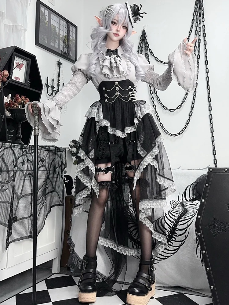 ロリータハロウィンコスチューム女性コスプレ衣装ゴシックパンクスタイルダーククラシックロリータドレス
