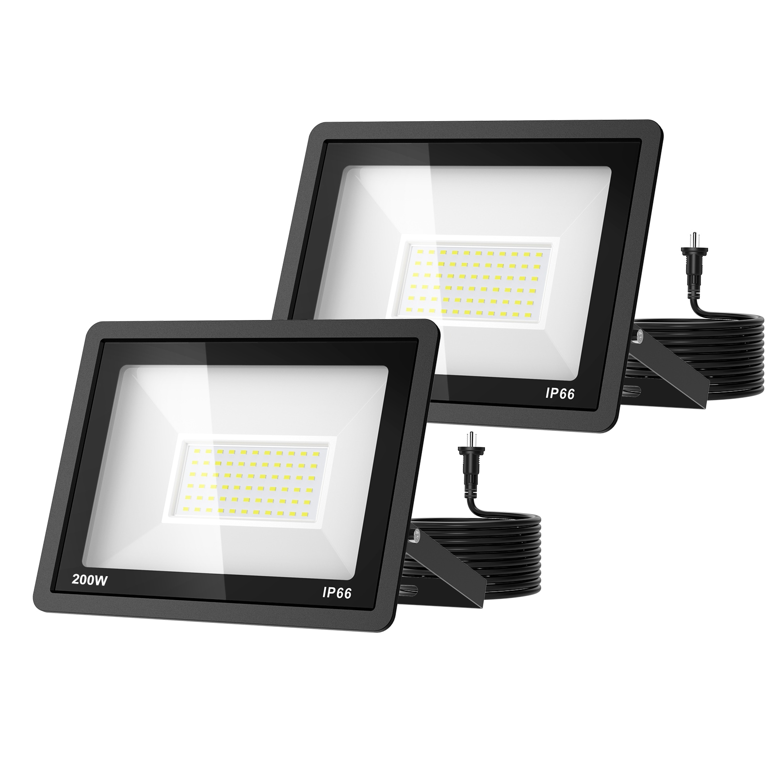 【半額SALE】LED 投光器 屋外 60/80/100/200W 1/2個セット 投光器 スイッチ【独立スイッチ搭載 3ピン/2ピンプラグ切替可能】 led投光器 屋外用 6500K昼光色