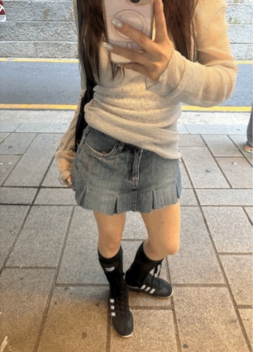 (OOTOOTJ) ダブル フラット ミニ デニム スカント スカート パンツ 5,820円