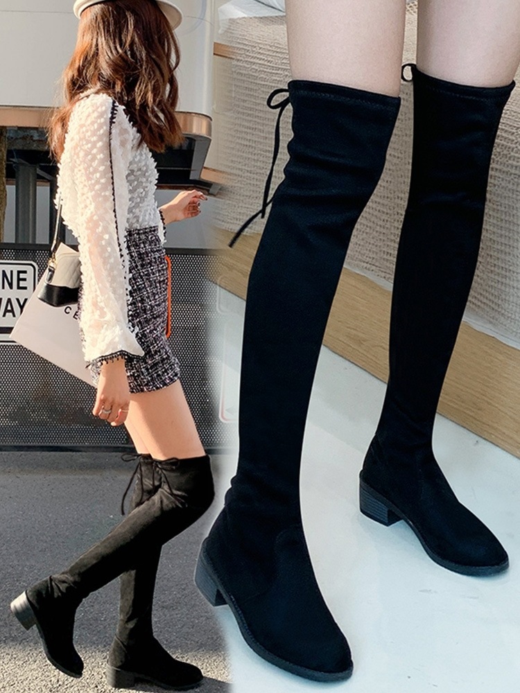 ロングブーツ ニーハイブーツ 膝上ブーツ 靴 シューズ 太ヒール チャンキーヒール スエード シンプル シンプル カジュアル 大人 おしゃれ お洒落 大人っぽい セクシー 無地 春 秋 冬 レディース