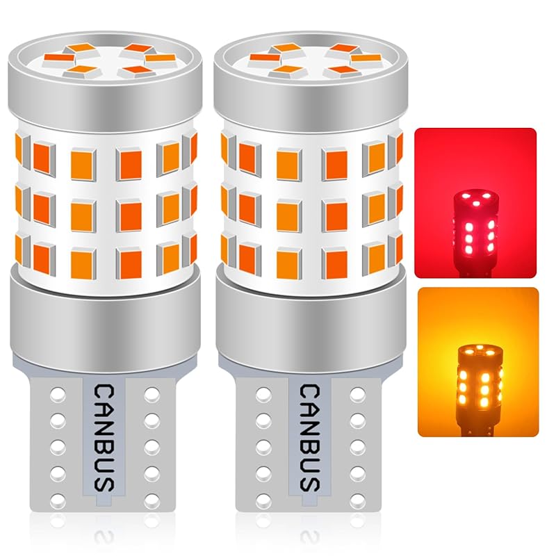 Fenikso T10 led ポジションランプ レッド&アンバー2色切替 ルームランプ メーター球 ナンバー灯 キャンセラー内蔵 360度無死角発光 42連 2016チップ DC12V車用 2個