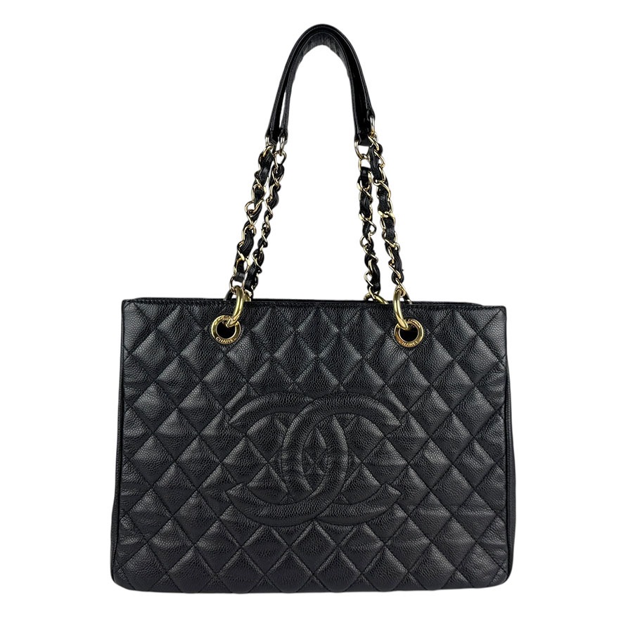 シャネル CHANEL ショルダーバッグ GST キャビアスキンレザー ブラック レディース z5637