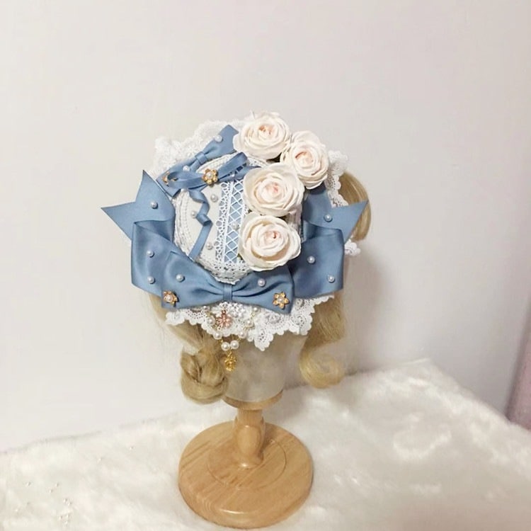 ロリータフラワーウェディングフラワーヘアオーナメントフラットハットティーパーティーヘアピンスモールト