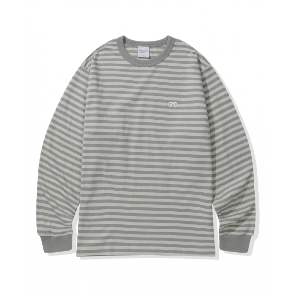 コデジーストライプロングスリーブ_ライトカーキ