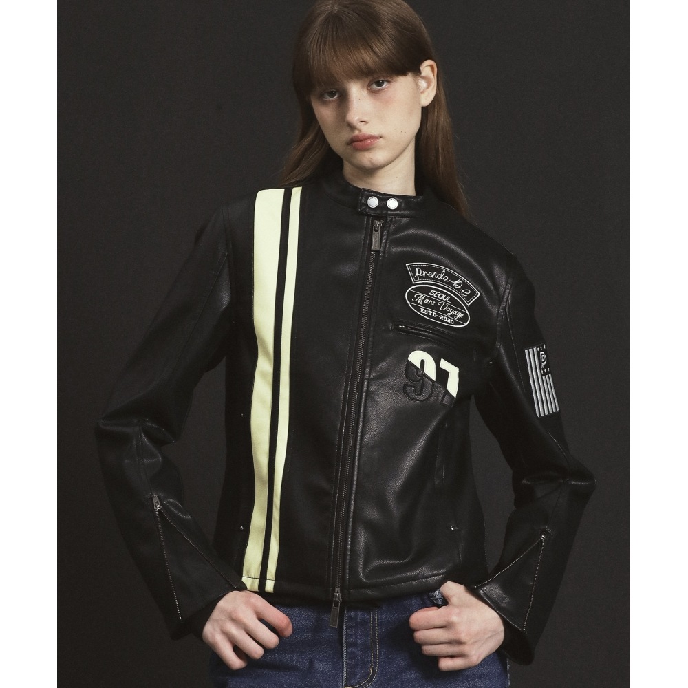 プレンダボヤージュフェイクレザージャケットブラック