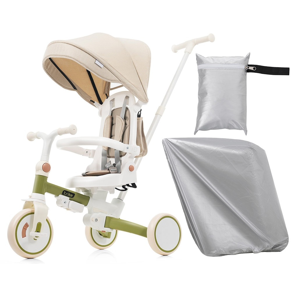 [国内発送 送.料無料]A18子供用三輪車 折りたたみ 三輪車カバー ほこりカバー付き 舵取り 手押し棒 ストッパー付き 三輪車カバー おしゃれ 7in1 BTM 1歳 2歳 3歳 座面回転 自転車
