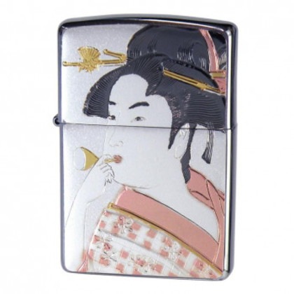 ZIPPO 電鋳板 ビードロを吹く女
