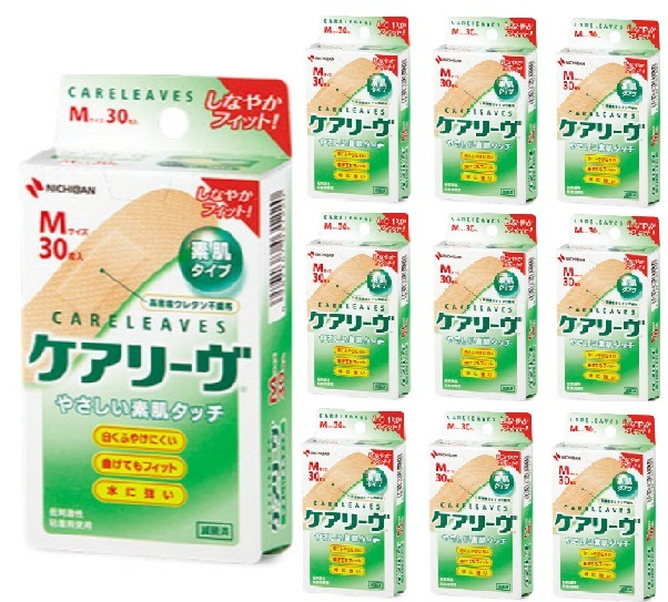 ケアリーヴ 絆創膏Mサイズ 30枚入り 10個セット やさしい素肌タッチ ケアリーブ ばんそうこう