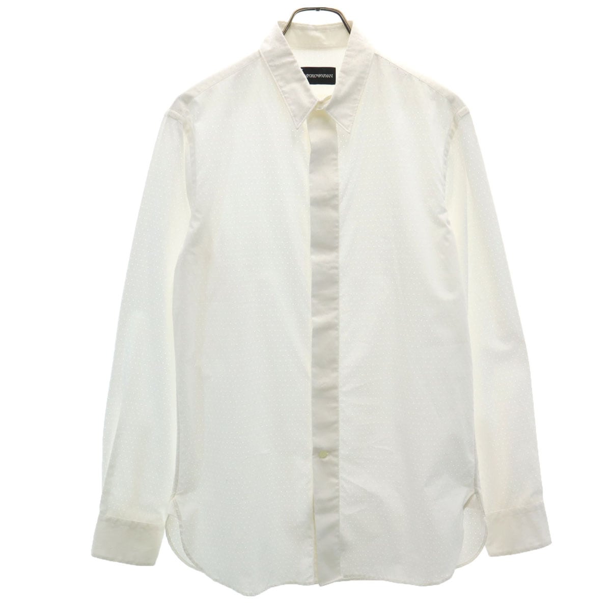 長袖 パンチング コットンシャツ 39 ホワイト メンズ 古着