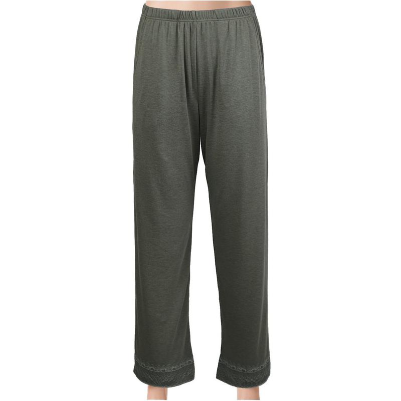 柔らかいレーヨン混紡の無地女性用イージーウェアパンツ