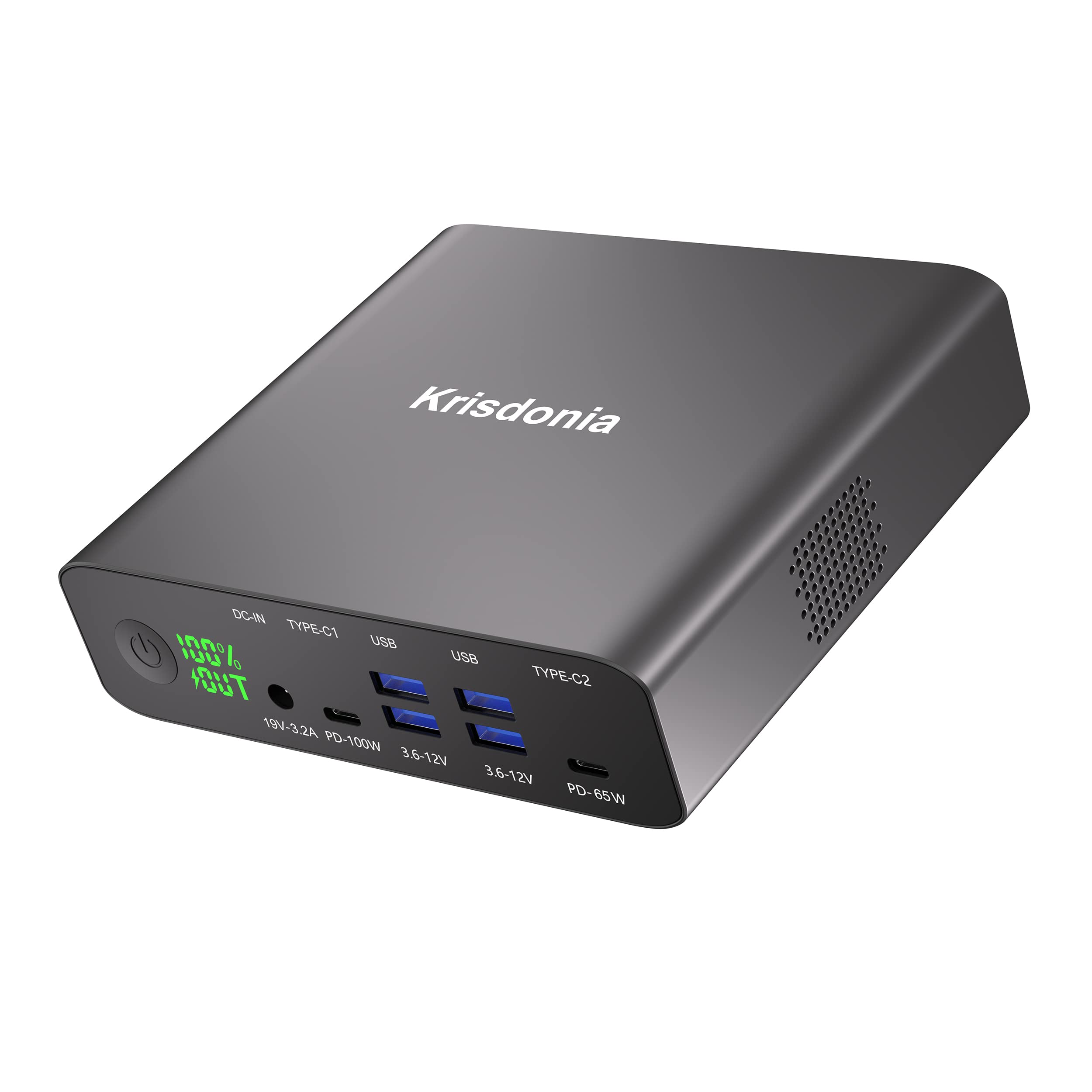 Krisdonia モバイルバッテリー 大容量 急速充電 32000mAh ポータブル電源 PD対応 100W Type-C入出力ポート 4 USB-A出力ポート QC 3.0 6台デバイス同時充電