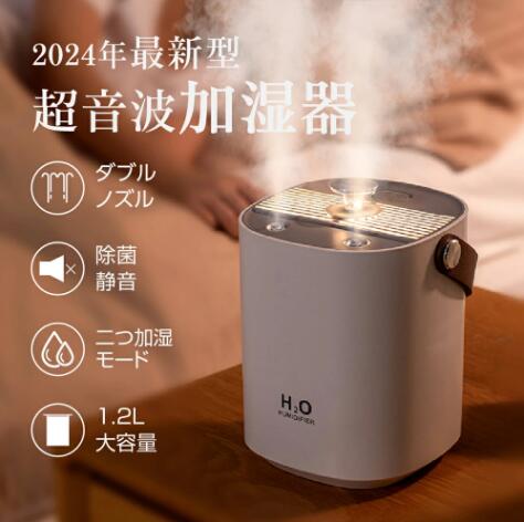【20%超還元セレクト】加湿器 小型 ダブルノズル 卓上 空気清浄機 アロマ対応 超音波 除菌 1.2L大容量 LEDライト 空焚き防止 静音 2種類加湿モード 保湿 上部給水式149