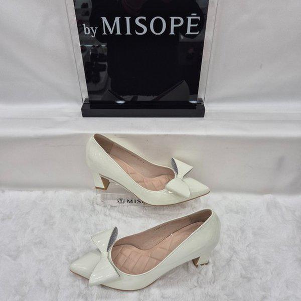 By 女性 リボン装飾パンプス 112HT431SF007 WHITE 4 JJ